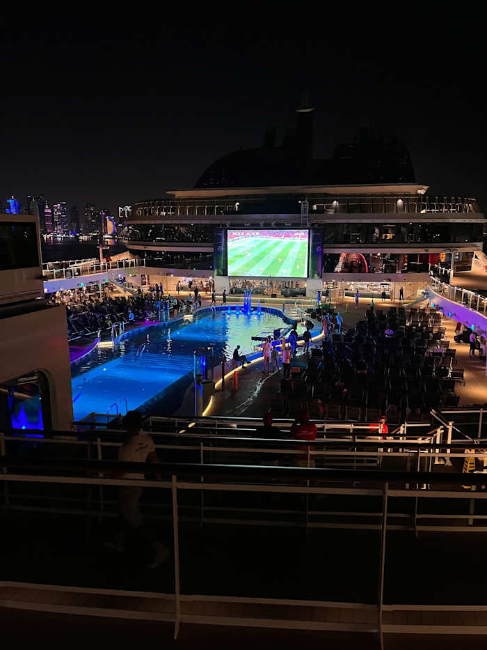 Many fans are housed on cruise ships, which are as opulent as the shipping containers are shabby.